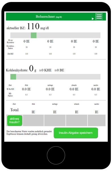 einfacher Bolusrechner Profi-Bolsurechner